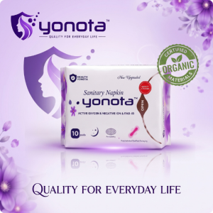 Yonota প্রিমিয়াম স্যানিটারি ন্যাপকিন – ১০০% অর্গানিক কটন ও অ্যান আয়ন সুরক্ষা (১০ প্যাডস)